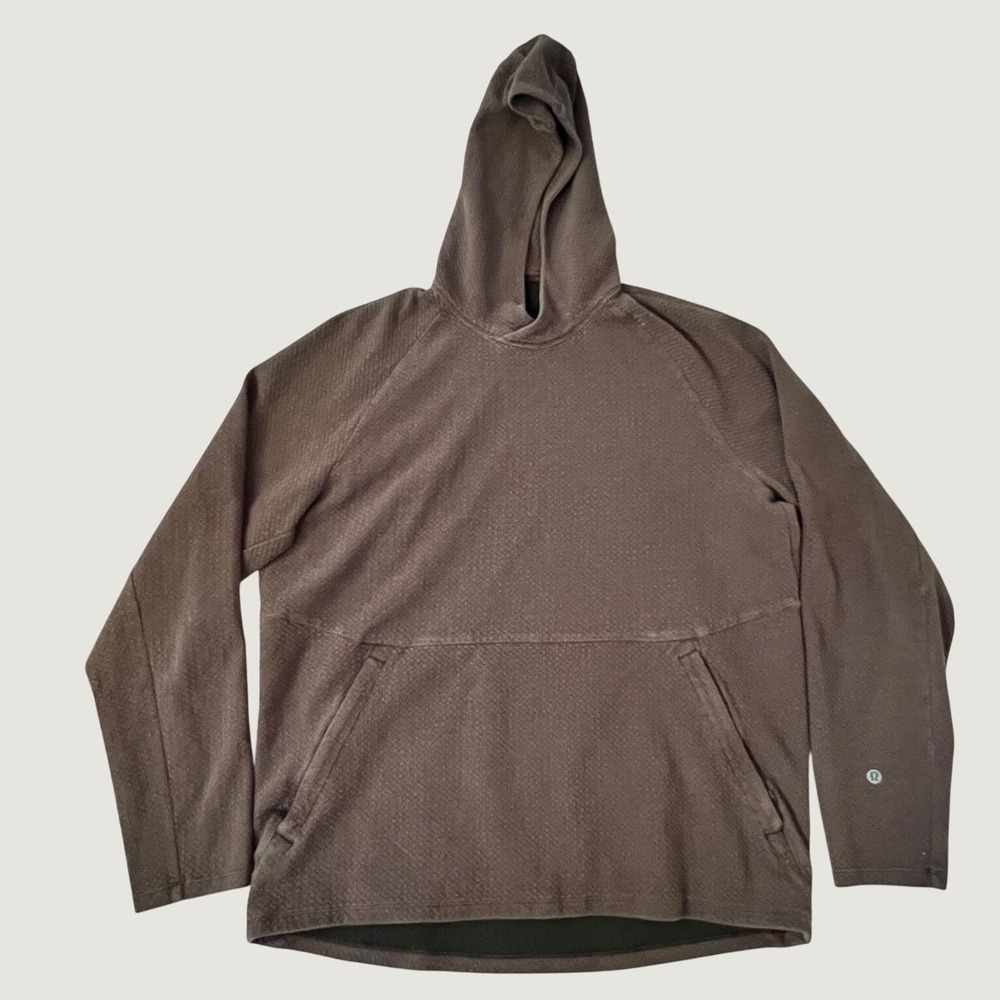 Lululemon At Ease Hoodie Brown Textured Knit Pullover Size L